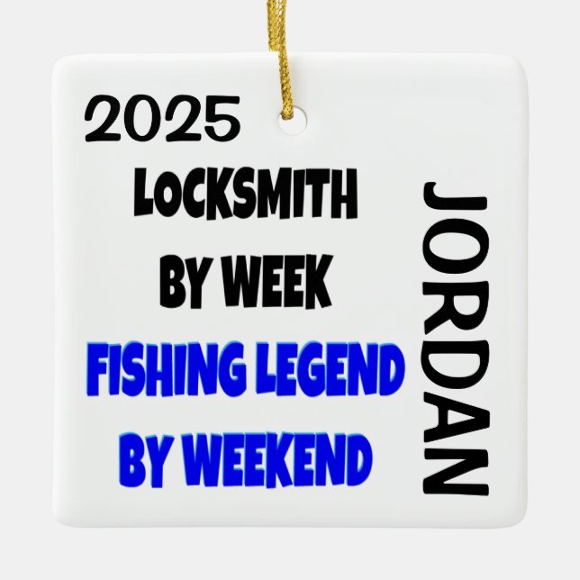 Locksmith Kärlek Fishing ANPASSNINGSBAR Julgransprydnad Keramik (Framsida)