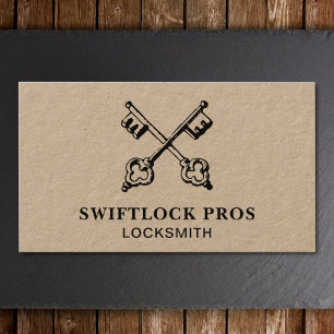 Locksmith Lock Fitter Nycklar Vintage Kraft Visitkort