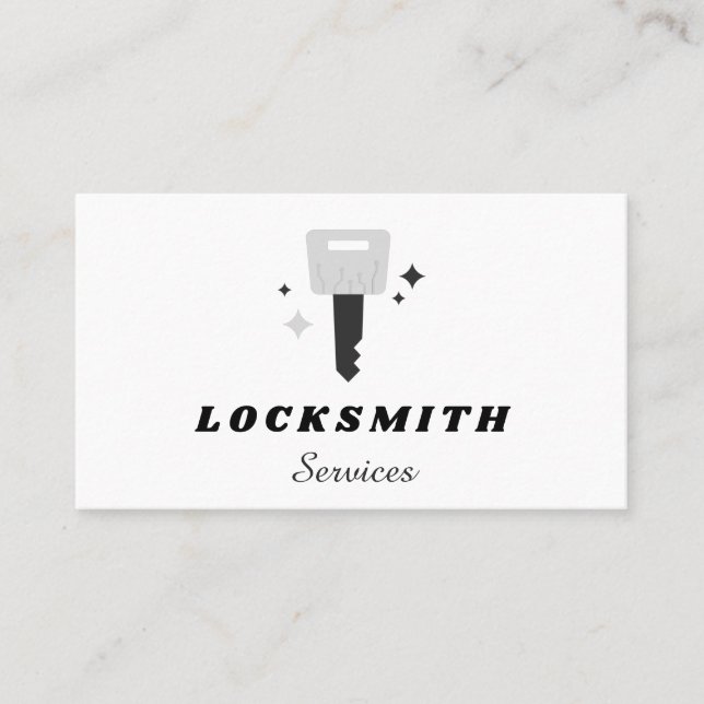 Locksmith Services Grått Nyckel & Gnistra Classic Visitkort (Framsida)