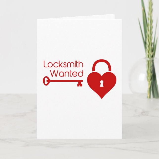 Locksmith Wanted Valentine Day Heart Lock Helgkort (Framsida)