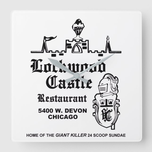 Lockwood Castle Restaurant, Chicago, IL Fyrkantig Klocka (Framsida)