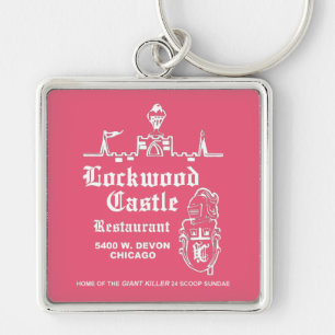 Lockwood Castle Restaurant, Chicago, IL Fyrkantig Silverfärgad Nyckelring