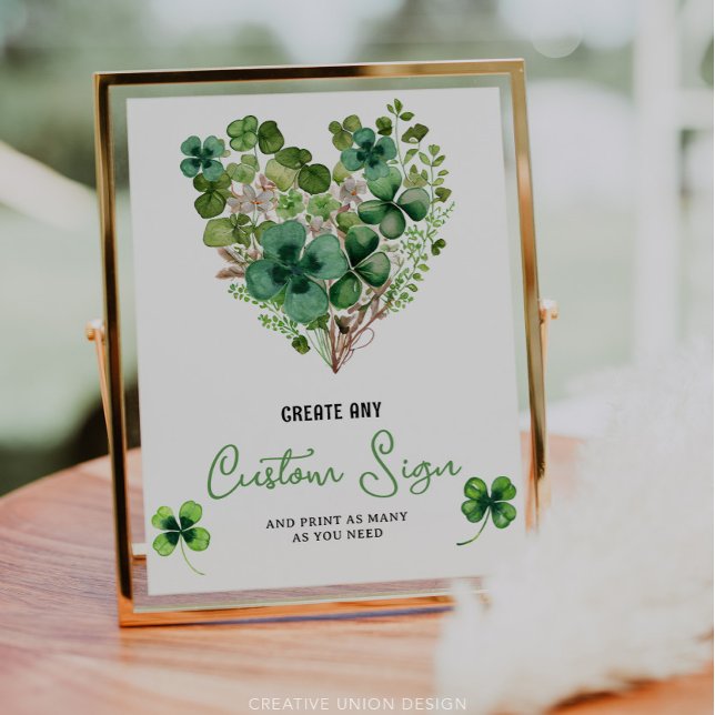 Locky Charm Baby Shower Shamrock Anpassningsbar Si Poster (Skapare uppladdad)