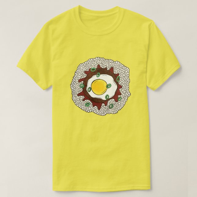 Loco Moco Hawaiian Cuisine Food Ris Hamburger Egg T Shirt (Design framsida)