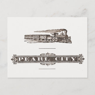 Locomotive and Pearl City Sign, Hawaii 1890 Vykort
