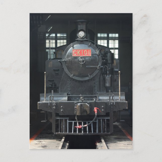 Locomotive at Changhua Roundhouse, Taiwan Vykort (Framsida)
