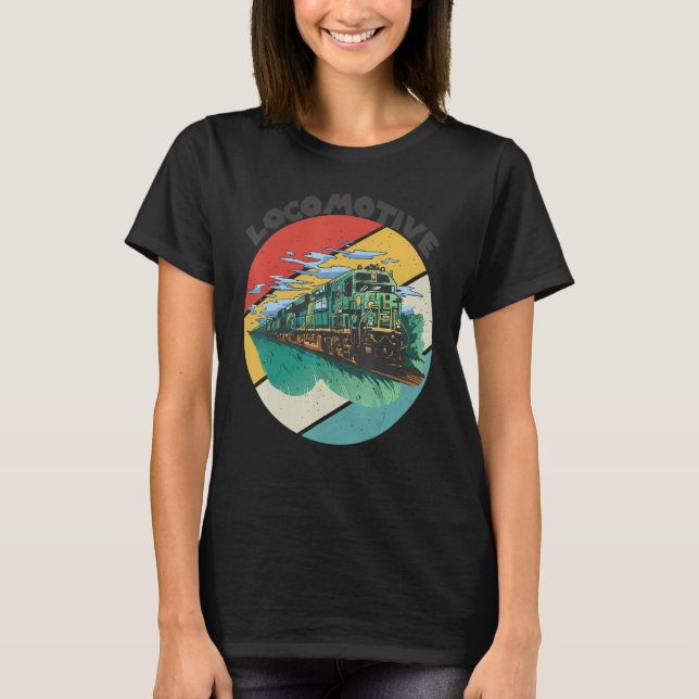 Locomotive Conductor Railroad Train Railway Rails T Shirt (Framsida)