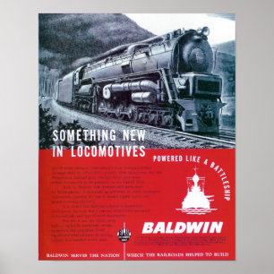 Locomotive. för turbin för Baldwin rörlig Poster