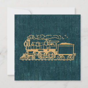 Locomotive Tåg Antique Vintage Art Retro Stil Julkort