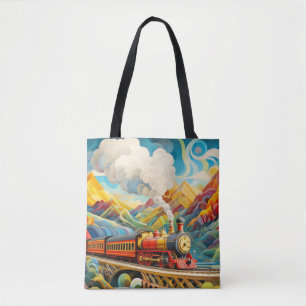 Locomotive Tåg Concept Abstrakt Colorful Scenery Tygkasse