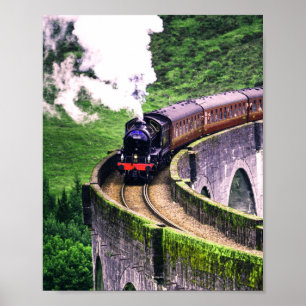 Locomotive Tåg på Bridge Poster