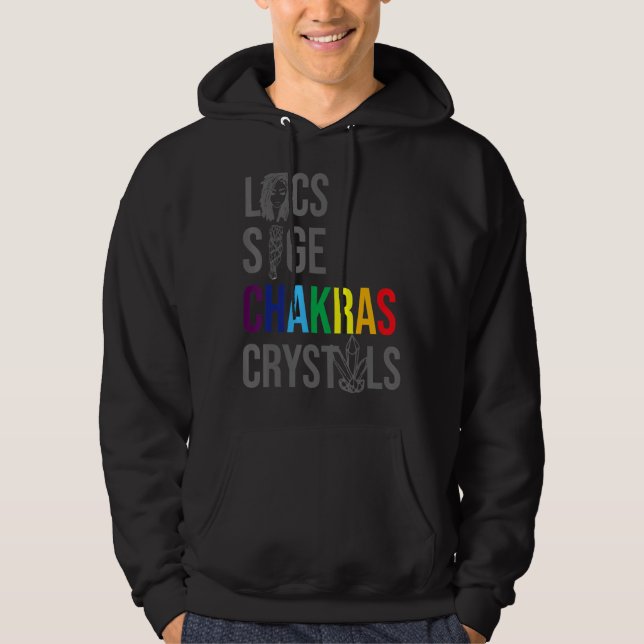 Locs Sage Chakras Crystals Black History Month Afr Hoodie (Framsida)