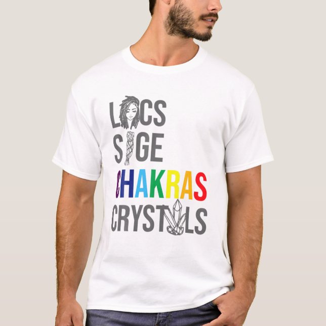 Locs Sage Chakras Crystals Black History Month Afr T Shirt (Framsida)
