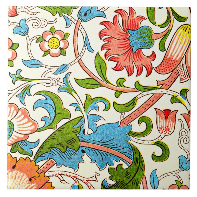 Lodden, William Morris mönster, Ceramic Tile Kakelplatta (Framsidan)