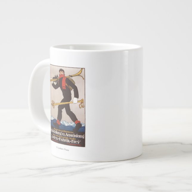 Loden Ski Clothes Skiing Annons Poster Jumbo Mugg (Framsida vänster)