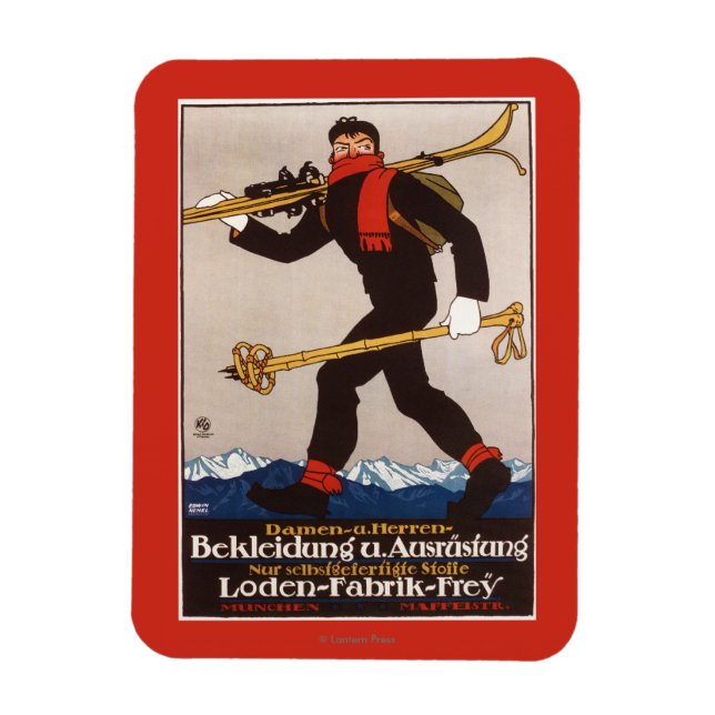 Loden Ski Clothes Skiing Annons Poster Magnet (Vertikal)