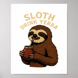 Lodjur dricker Yerba � Rolig Retro Vintage Lodjur Poster