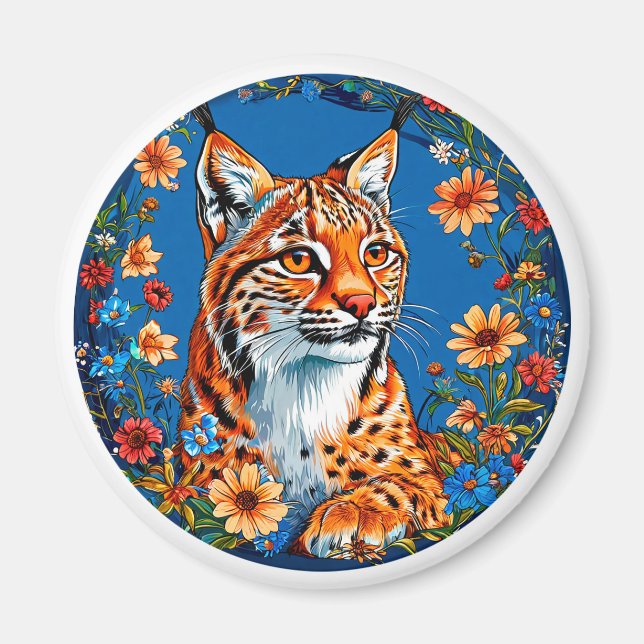 🧲 Lodjur Magnet Levande Orange Vildkatt Present ✨ (Framsidan)