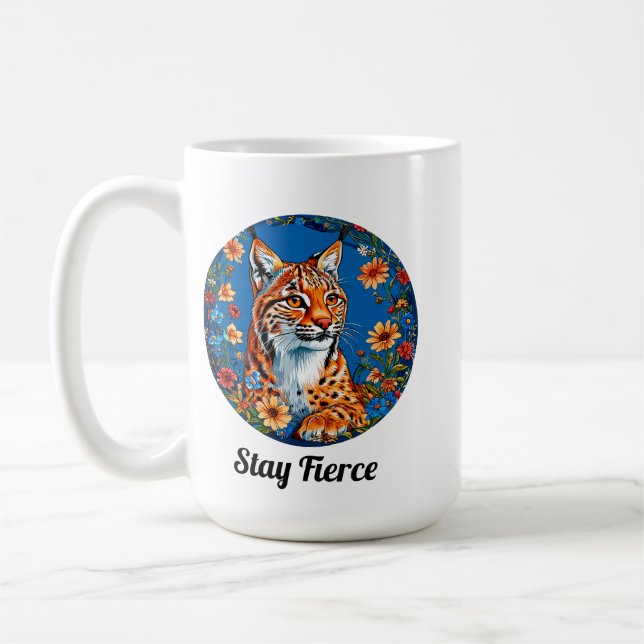 Lodjur Vild Djur Vildmark Vild Natur Design Kaffemugg (Vänster)