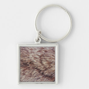 Lodjurpäls Fyrkantig Silverfärgad Nyckelring