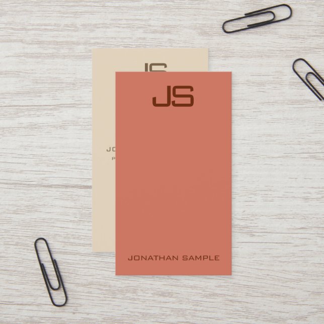 Lodrät Affärskort Modern Elegant Monogram Visitkort (Fram/Back In Situ)