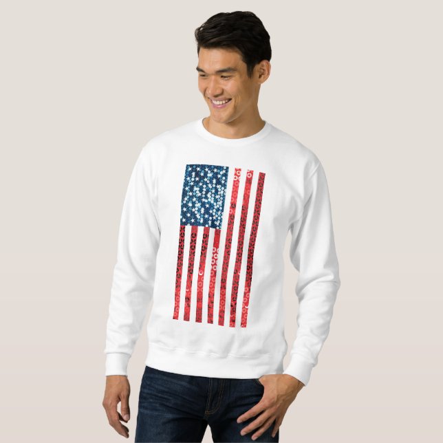 lodrät american flagga manar sweatshirt (Hel framsida)
