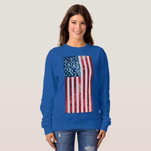 lodrät american flagga Women sweatshirt Tröja (Hel framsida)