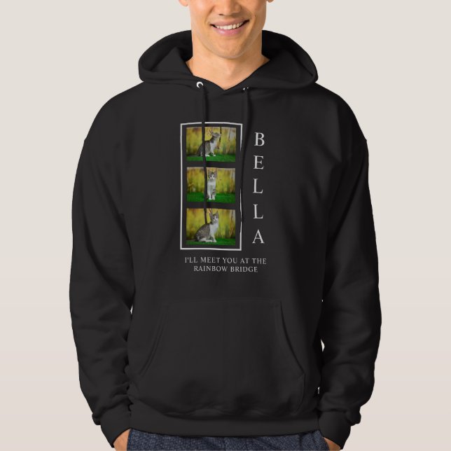 Lodrät Ange minneslayout med fototrio Hoodie (Framsida)