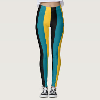 Lodrät Bahamas National Flagga Färg Stripe Leggings