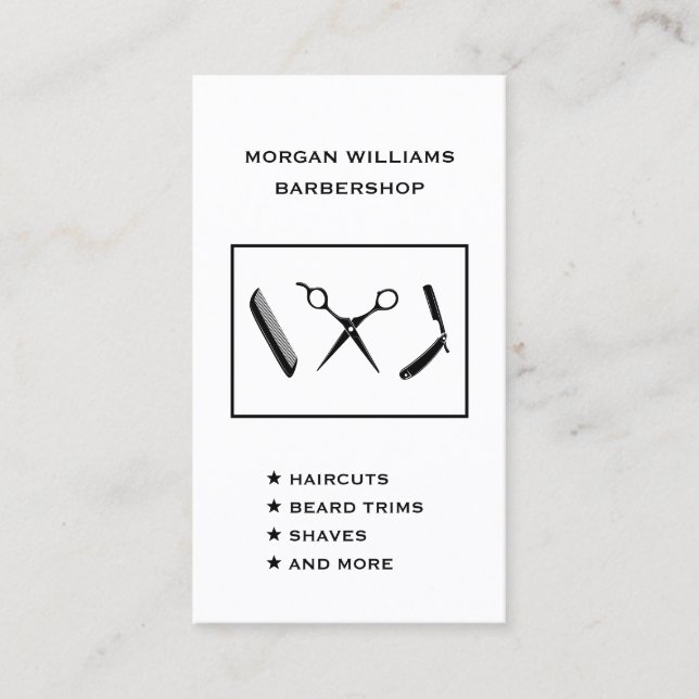 Lodrät Barber Barbershop Hair Shave Social Media Visitkort (Framsida)