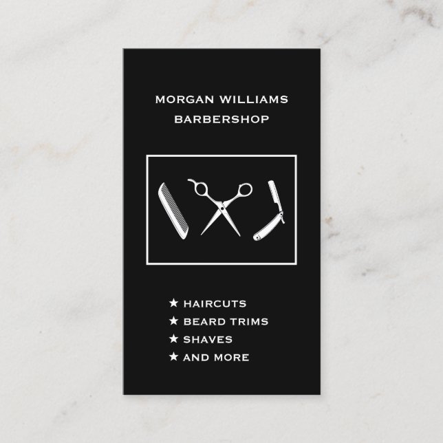Lodrät Barbershop Barber Hair Shave Social Media Visitkort (Framsida)