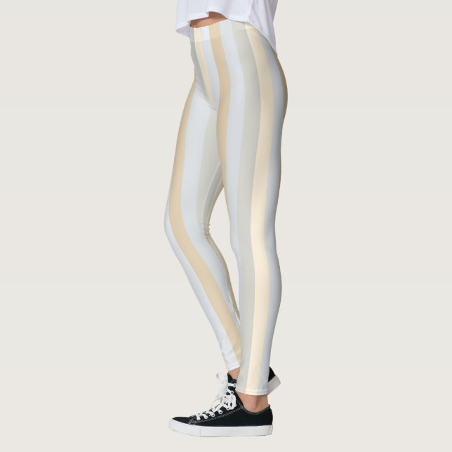 Lodrät Beige Rand Decor on Leggings (Vänster)