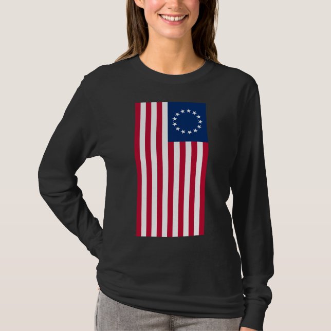 Lodrät Betsy Ross Flagga T-shirt (Framsida)