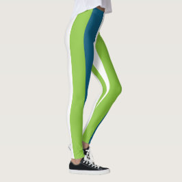 Lodrät Blå vit Grönt Rand Leggings