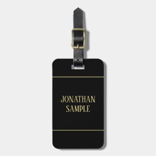 Lodrät Black and Guld Classic Serif Typography Bagagebricka