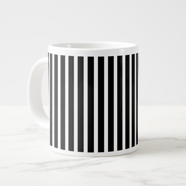 Lodrät Black and White Rand Jumbo Mugg (Framsida vänster)