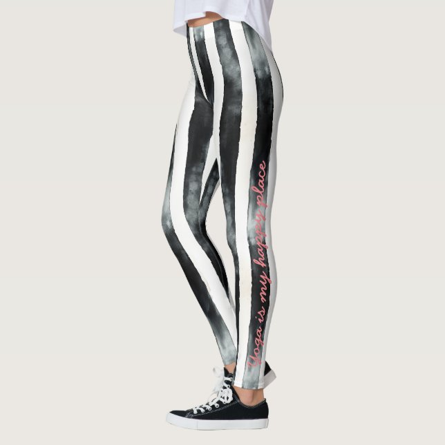 Lodrät Black and White Rand Leggings (Vänster)