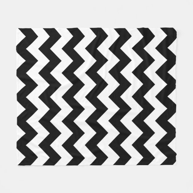 Lodrät Black and White Zigzag Fleecefilt (Framsidan (Horisontell))