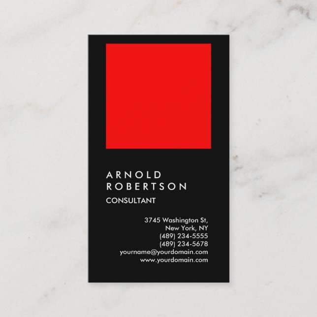 Lodrät Black Red Chic Consultant Affärskort Visitkort (Framsida)