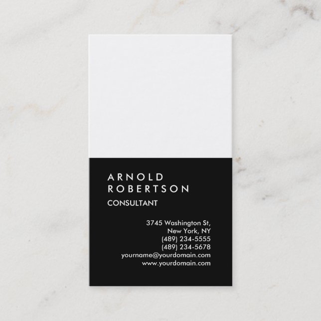 Lodrät Black White Chic Consultant Affärskort Visitkort (Framsida)