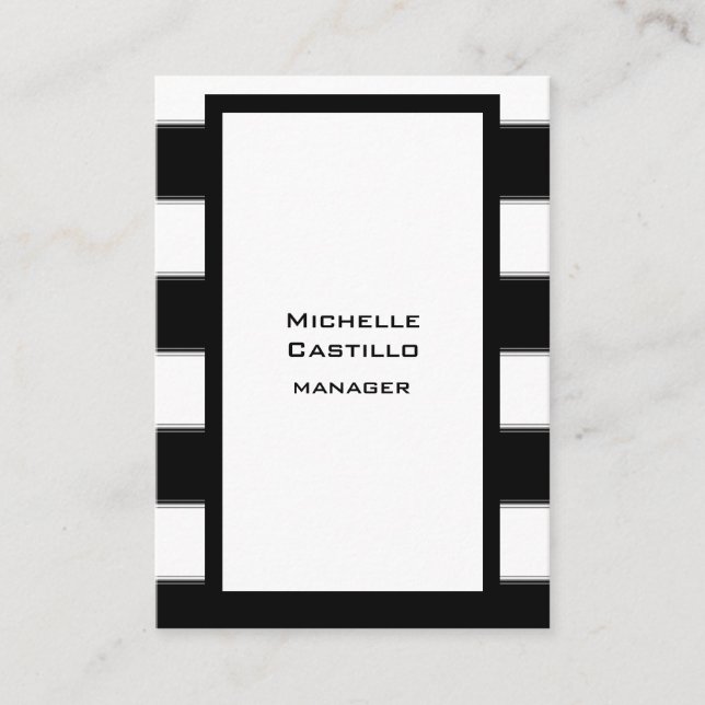 Lodrät Black White Stripe Plain Modern Visitkort (Framsida)