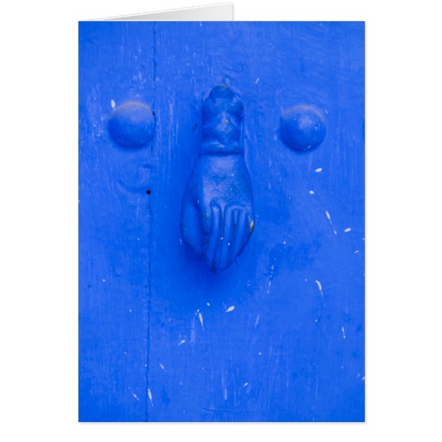 Lodrät Blue Door Knocker Hälsningskort (Framsidan)