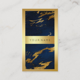 Lodrät Blue Navy Bright Guld Ram Marble Metall Visitkort