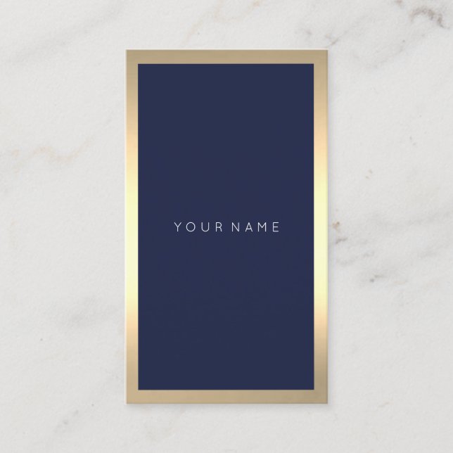 Lodrät Blue Navy Guld Ram minimal Sepia Visitkort (Framsida)