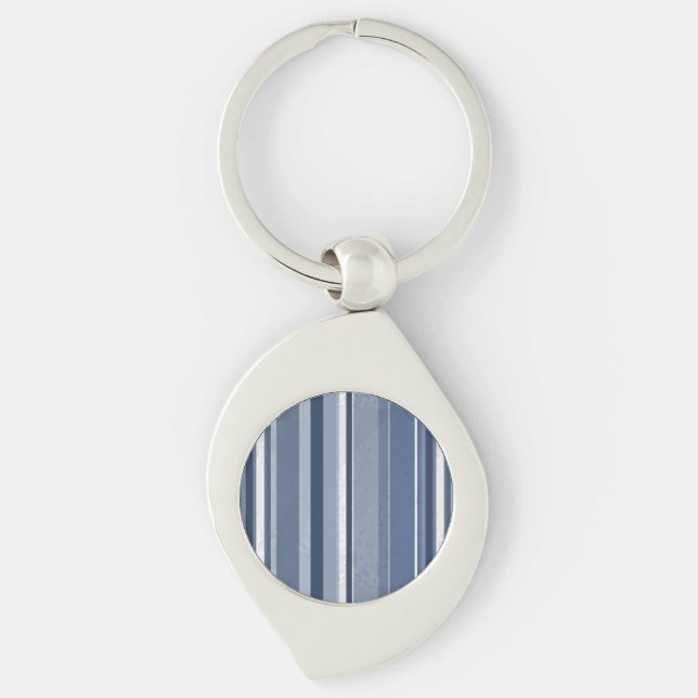 Lodrät Blue Rand Swirl Silverfärgad Nyckelring (Framsidan)