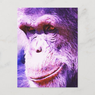 Lodrät Blue Tones Chimpanzans Head Postcard Vykort