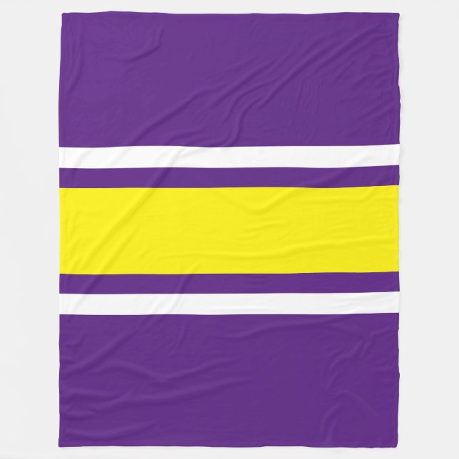 Lodrät Bright Gult White Lila Tävla Rand Fleecefilt (Framsidan)