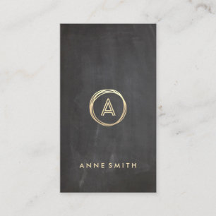Lodrät Chalkboard Guld Circle Modern Monogram Visitkort