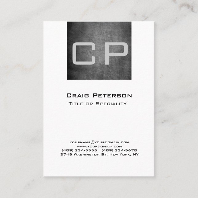 Lodrät Chalkboard Mönster Monogram Affärskort Visitkort (Framsida)