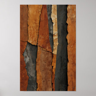 Lodrät Cracks Struktur i Jorden Tones Poster
